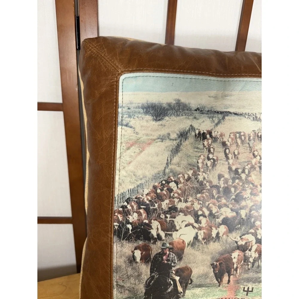 Western Leather Rectangle Graphic Throw Accent Pillow Cowboy Ranch